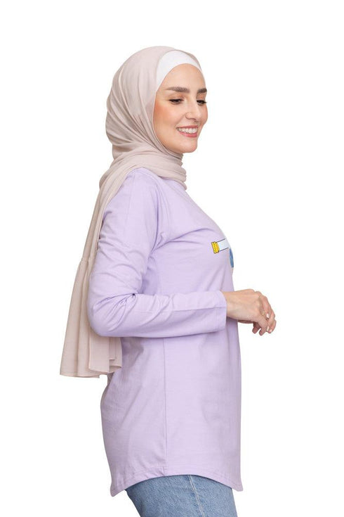 Lilac Printed Long - Sleeve Design 39 - Khotwh